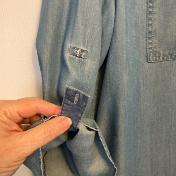 EUC Denim Shirt Dress with Tie - Picture 7 of 10